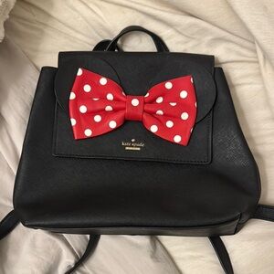 Kate Spade Black Backpack with Red Polka Dot Bow